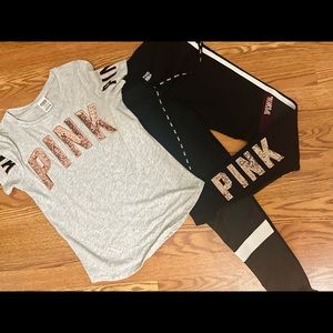 VS PINK Bling tee and legging set